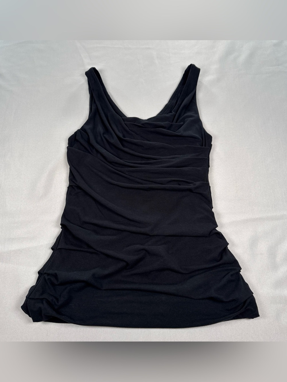 Express Y2K Black Lined Sleeveless Top Womens M Ruched Bloused Square Neck Sexy